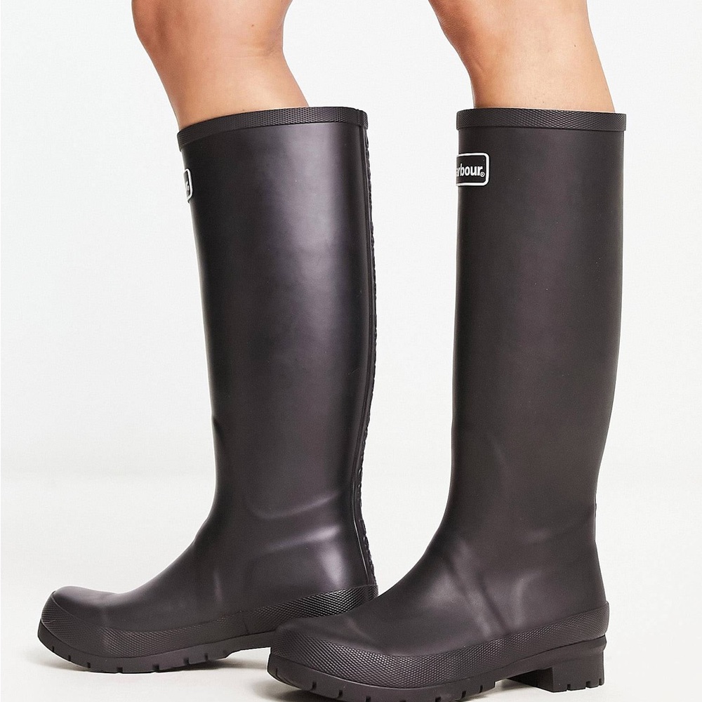 NWB BARBOUR Abbey Tall Wellington Black Rain Boot - Size: 10 | EU 42 - Picture 3 of 8